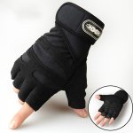 1 Pair Polyurethane Gel Padded Fingerless Gloves - Anti-skid Compression Support For Hand Relief Comfortflex Breathable Spandex
