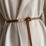 Trendy Solid Color Knotted Belt Classic Pu Leather Skinny Thin Belt For Women Casual Coat Dress Belts