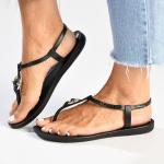 Metal - Trim Thong Sandals - Black - 9