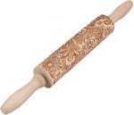 Engraved Wooden Snowflake Flower Pattern Rolling Pin For Baking Wood Rolling Pin Kitchen Tool Set