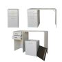 Versa Combo Drawer Desk With Ottoman Chair & Fold-out Table - White