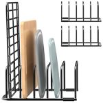 Fikoksol Cutting Board Organizer And Baking Sheet Rack 2-PACK Black Heavy Duty Metal Cookie Sheet Organizer For Cutting Board St