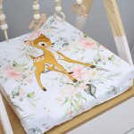 Changing Mat Cover Pink Flowers Green Leaves Bambi Set