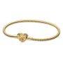 20CM - S925 Sterling Heart Charm Bracelet With Floral Detailing - Gold