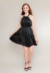 De Chine Frill Dress - One Size Fits Ll Black