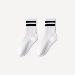 3 Pairs Of Unisex Sweat Absorption Athletic Crew Socks Comfortable Stripe Fashion Casual Mid-tube Socks