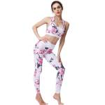 Ladies White Floral Yoga Set Activewear HK211 - Extra Large