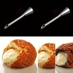 2PCS Stainless Steel Cream Puff Piping Tips Set - Icing Nozzles For Pastry Filling - Versatile Baking Tool For Cupcakes Clairs -