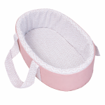 Newborn Carry Cot White With Pink Herringbone Portable Baby Bassinet