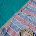 Towelling Fouta - Blue & Red