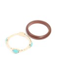 Goldair Gold Turquoise Stone & Wood Bangles 2-PACK