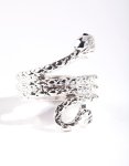 Silver Etched Snake Ring - M l