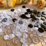 5 10 50PCS Resin Shirt Buttons With Two Eyes And Four Eyes Transparent Black And White Bread Buttons Diy Buttons