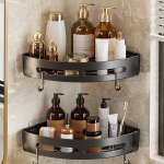 2PCS Space-saving Triangle Corner Shelves - Durable Wall-mounted Bathroom Organizer For Shampoo Shower Gel & Cosmetics - Easy In