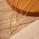 CNE109483 - Sterling Silver Layered Letter & Birthstone Necklace Silver Gold Or Rose Gold