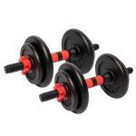 Cast Iron Dumbbell 25MM Dia Dia Set 15KG - Black red