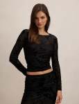 Kenzie Mesh Burn Out Top - 16 Black Co-ord