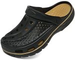 Chaychax Men's And Women's Arch Support Clogs Garden Shoes Slip-on Outdoor Beach Slippers With Removable Cushion Footbed Black G