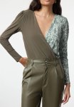Mint Animal Patterned Double Breasted Elastic Snap Knit Bodysuit