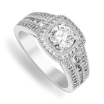 Chet Sterling Silver & Cubic Zirconia Vintage Cushion Ring