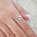 Leilani 925 Sterling Silver Olive Leaf Ring - Size 7