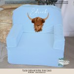 A Kids Sofa Foam Chair Plain Blue With Bull Head Chair