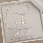 Tree Bracelet Set 925 Sterling Silver Tree Charm And Bracelet Adjustable Up To 19CM