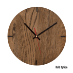 Mika Wall Clock In Oak - 300MM Dia Black Bold Red Second Hand
