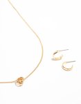 Goldair Gold MINI Sphere Pendant Necklace & Sleek Hoop Earrings Set