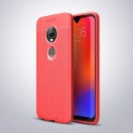 Litchi Texture Tpu Shockproof Case For Motorola Moto G7 Red