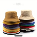 Double-sided Wearable Unisex Bucket Hat 100% Polyester Knit Fashion Casual Solid Color Sun Protection Couple's Hat Pack Of 1