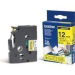 Brother TZe Laminated Label Tape - 12mm x 8m - Black on Yellow