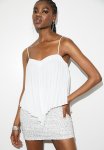 Pleated Asym Hem Cami - White