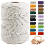 Macrame Cotton Cord 5MM X 328YDS Zuext Natural Handmade Beige White Braided Cords 4 Strands Knitted Rope String For Craft Wall H