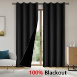 100% Blackout Window Curtain Panel With Coated Insulation Lining - Suitable For Living Room Bedroom Kitchen Bathroom Home Decor Room Decor - Material: Fabric