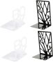 2 Pairs Hollow-out Iron Bookends For Shelves Desktop Book Stand Decorative