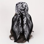 35.43 Paisley Print Square Scarf Vintage Satin Shawl Elegant Head Scarf Imitation Silk Bandana Neckerchief Travel Beach Towel Fo