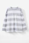 Cotton On The Essential Long Sleeve Tee - Fog Grey Marle white Stripe