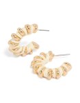 Goldair Gold Ribbed White Yarn Hoop Earrings