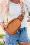 Brown Faux Leather Zipped Crossbody Chest Bag - Brown One Size