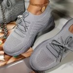 Women's Minimalist Solid Color Running Shoes Mesh Breathable Lace Up Sneakers Leisure Versatile Outdoor Sport Shoes