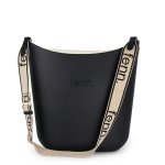 Black Beige Inner Gold Zip Black/ Beige Canvas Strap