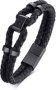 Killer Deals Double Layered Woven/braided Genuine Leather Bracelet With Cross Detail M/l - Black