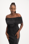 Laura Plisse Off-shoulder Top - Black - M