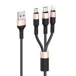 Hoco X26 3 In 1 Lightning + Micro USB + Type C Cable Black - 1M