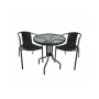 Elegant Outdoor Dining Set - 2 Bistro Chairs + 60CM Steel/glass Round Table