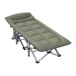 Zs - 190CM Outdoor Portable Recliner Single Camping Bed Folding Bed - Pink