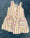 Earth Child Pink Yellow Green And Beige Striped Dress 12 18M