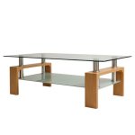 Glass Coffee Table With Wooden Accent