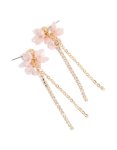 Goldair Gold Pink Floral Diamante Chain Drop Earrings